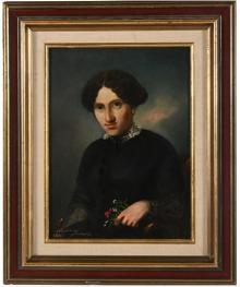 Portrait of a woman with a bouquet